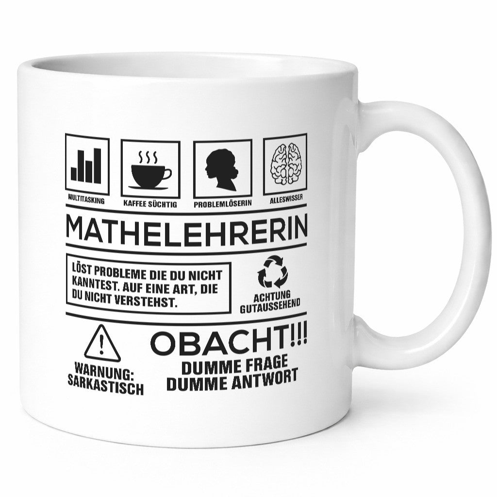 Achtung Probleme Mathelehrerin | Lehrer Mathe Humor Geschenkidee Tasse