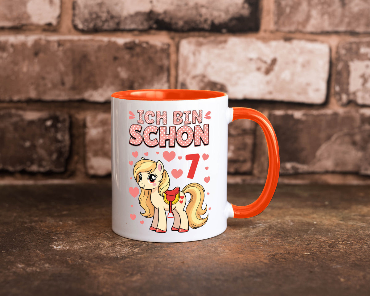 7. Geburtstag | 7 Jahre Mädchen Reiten Pony lustiger Spruch Geschenk Tasse