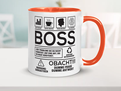 Achtung Probleme Boss | Führungskraft Vorgesetzter lustig Humor Geschenkidee Tasse
