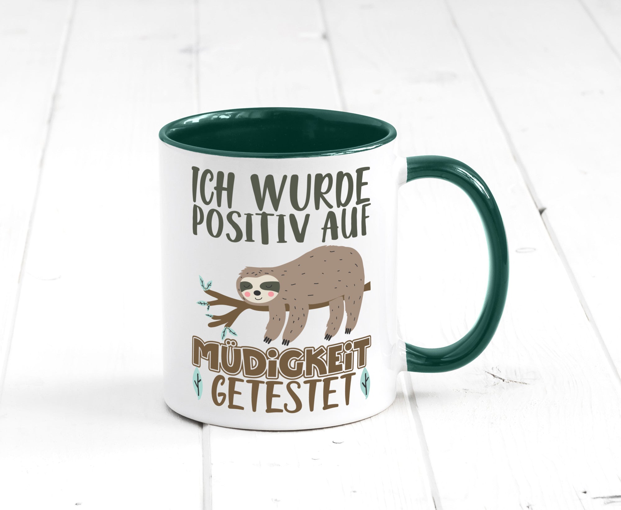 Positiv auf Müde getestet lustiger Spruch Geschenk Humor Geschenkidee Tasse
