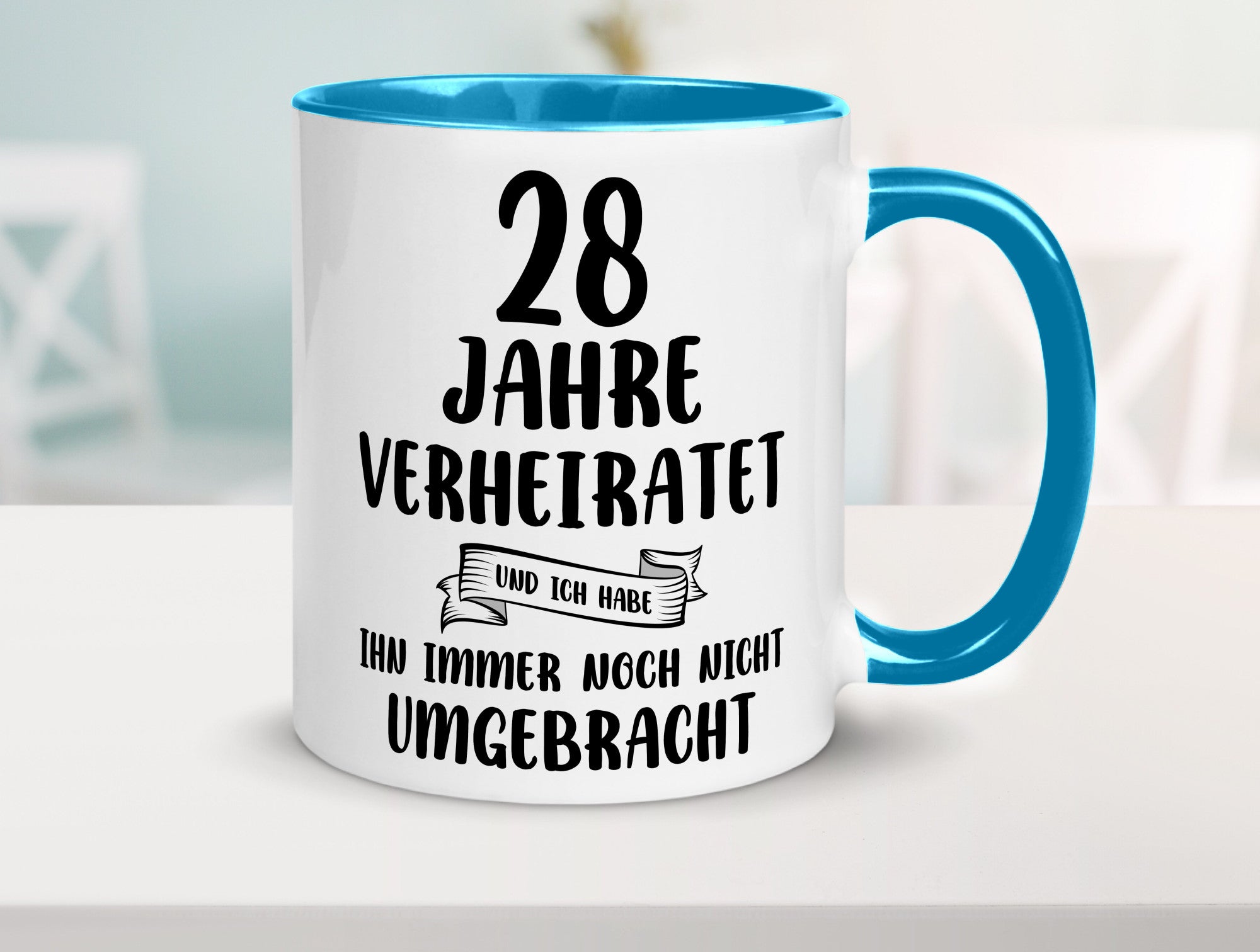 28 Jahre Verheiratet, immer noch am Leben! Geschenkidee Humor Tasse