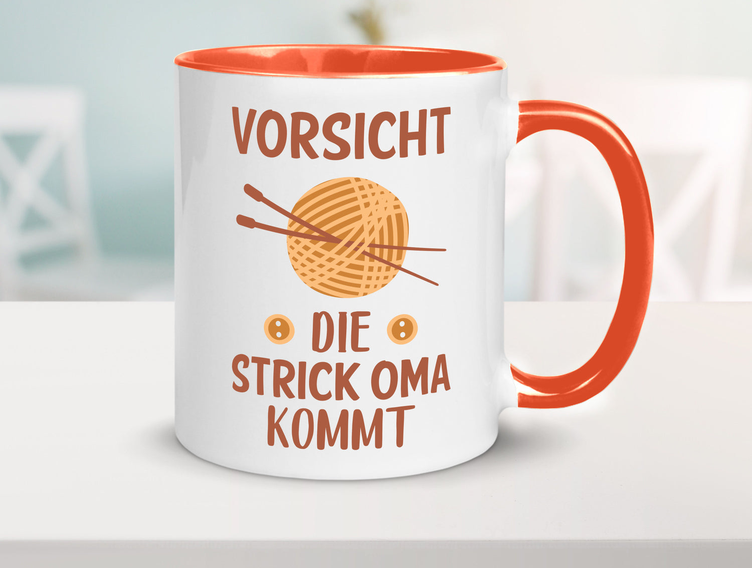 Vorsicht, Strickoma kommt | Wolle Stricknadeln Humor Familie Geschenkidee Tasse