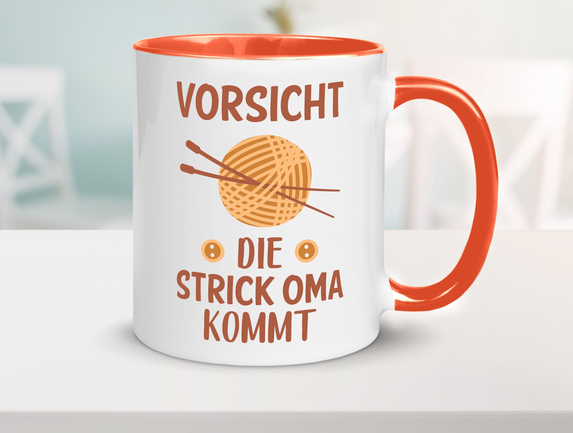 Vorsicht, Strickoma kommt | Wolle Stricknadeln Humor Familie Geschenkidee Tasse