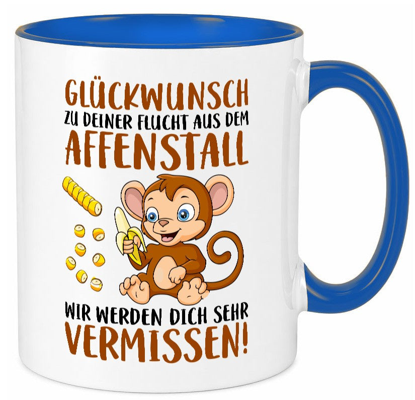 Glückwunsch zur Flucht | Affenstall Arbeitskollegen Geschenk Arbeit Kollegen Tasse