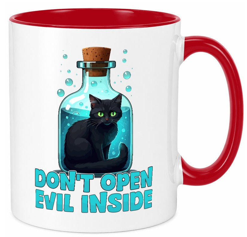 Dont open Evil inside | Böse Katze Schwarze Geschenkidee Tierliebhaber Humor Tasse