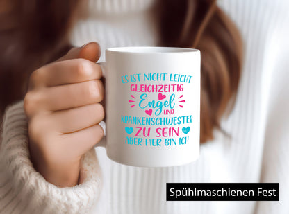 Gleichzeitig Engel und Krankenschwester | Herzschlag Humor Geschenkidee Tasse
