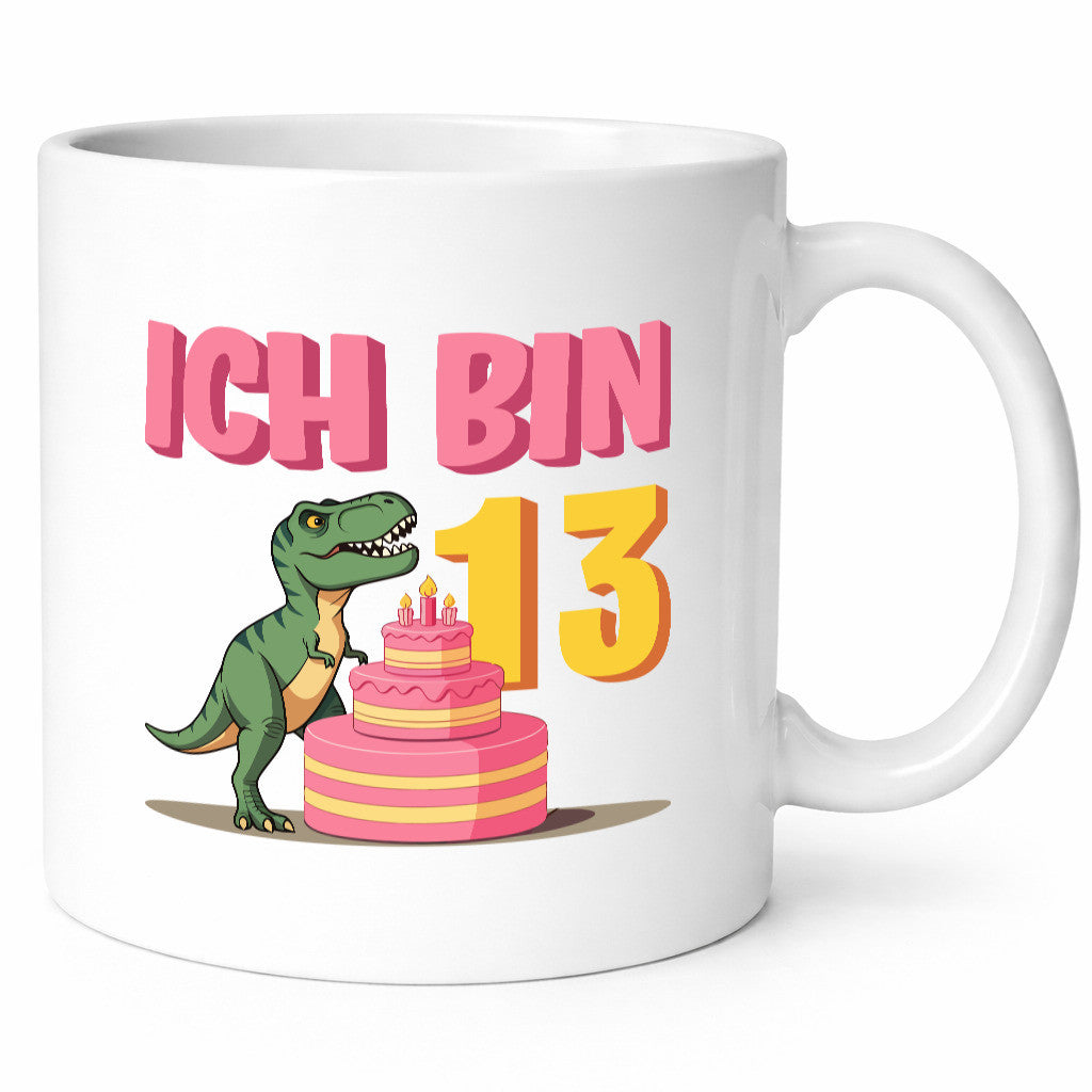13. Geburtstag | Jahre Dinosaurier mit Kuchen Humor Geschenkidee Tasse