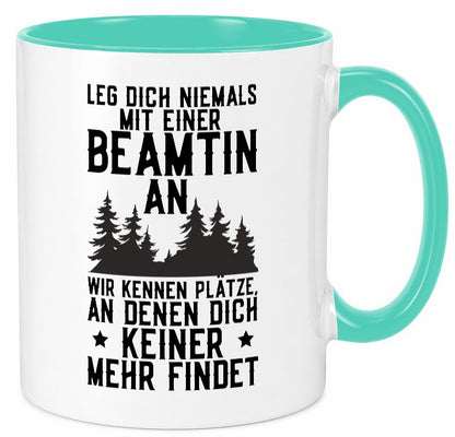 Nicht mir Beamtin anlegen | Polizistin Wald Revier lustiger Spruch Geschenk Tasse
