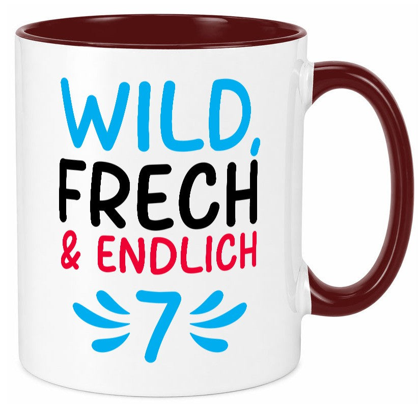 7. Geburtstag | 7 Jahre Wild &amp; Frech lustiger Spruch Geschenk Geschenkidee Tasse