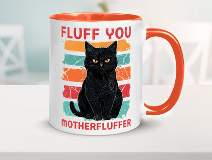 Fluff you Motherfluffer | Schwarze Katze Böse Humor Tierliebhaber Geschenkidee