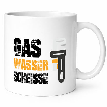 Gas | Wasser Scheisse Klempner Lustiger Spruch Geschenk Humor Geschenkidee Tasse