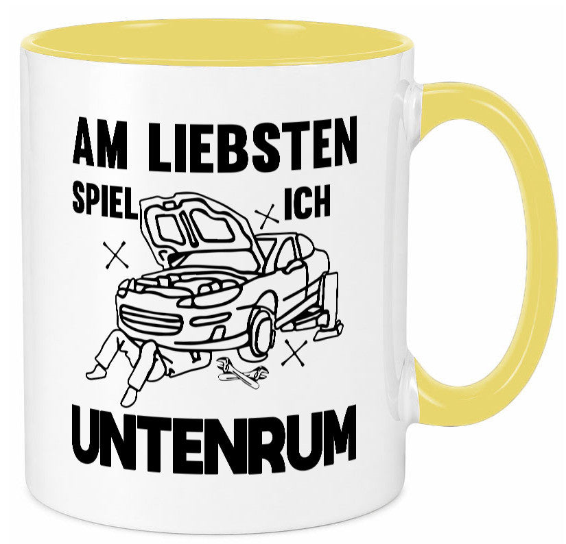 Am liebsten spiele ich untenrum | Autowektstatt lustiger Spruch Geschenk Humor Tasse