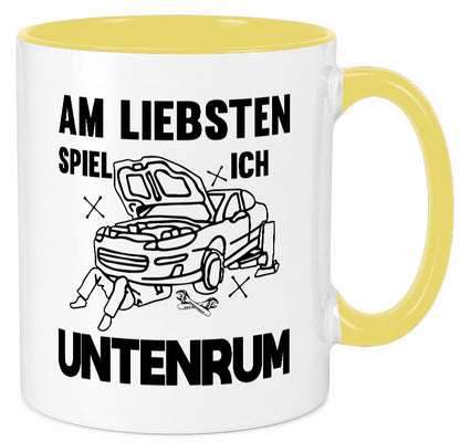 Am liebsten spiele ich untenrum | Autowektstatt lustiger Spruch Geschenk Humor Tasse