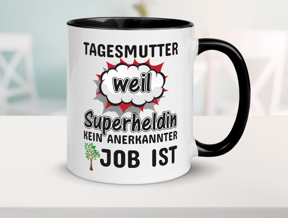 Tagesmutter Superheldin | Beruf Tasse Kinderzeichnung Geschenkidee Familie Humor