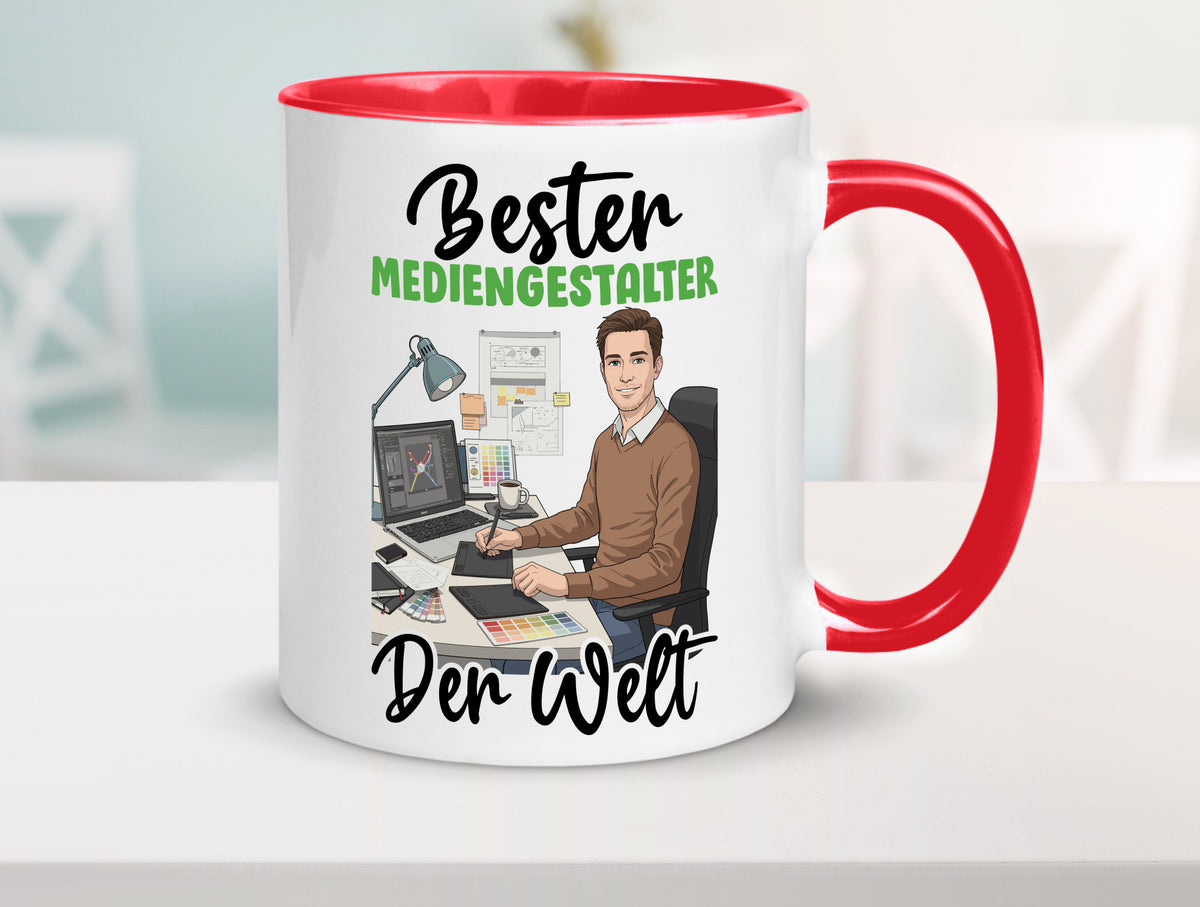 Bester Mediengestalter | Medien v2 Geschenk Humor Geschenkidee lustiger Spruch Tasse