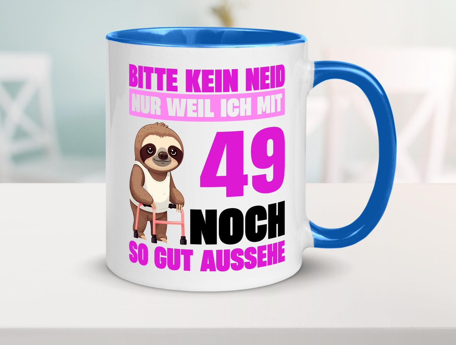 49. Geburtstag | Bitte kein neid Faultier 49 Jahre Humor Geschenkidee Tasse