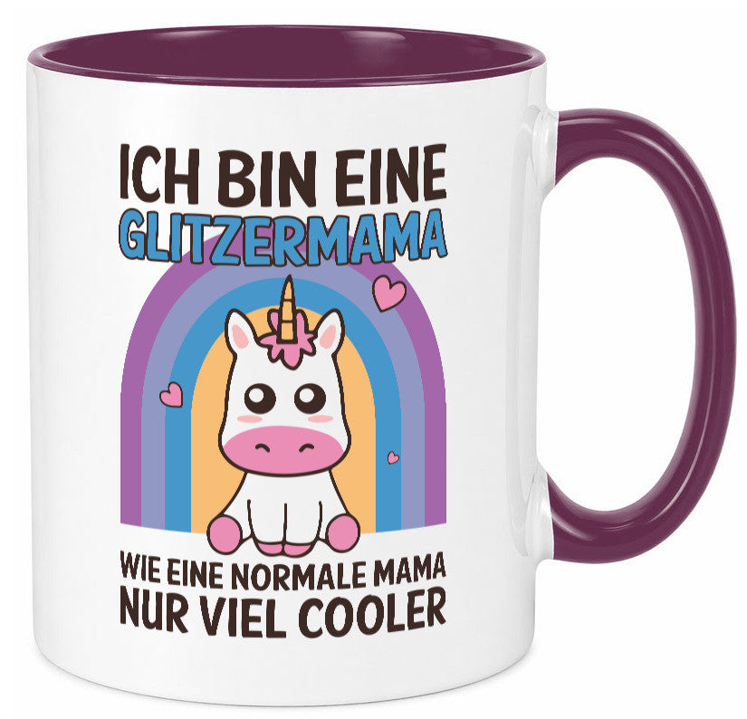 Glitzermama, wie normal, nur cooler | Einhorn Geschenkidee Familie Humor Tasse
