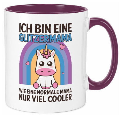 Glitzermama, wie normal, nur cooler | Einhorn Geschenkidee Familie Humor Tasse