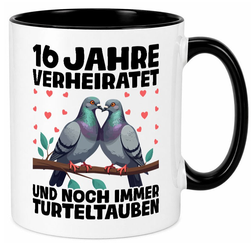 16 Jahre verheiratet | Turteltauben Ehe Ehepaar Geschenk Humor Geschenkidee Tasse
