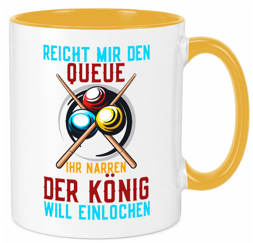 Reicht mir den Queue | Einlochen Billard Kugeln Geschenk Humor Geschenkidee Tasse