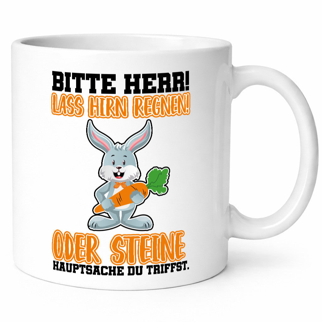 Lass Hirn regnen lustig Humor Geschenkidee Geschenk Tasse