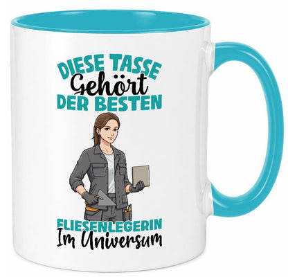 Im Universum: Fliesenlegerin | Fliesenlegen Bau Geschenkidee Humor Tasse