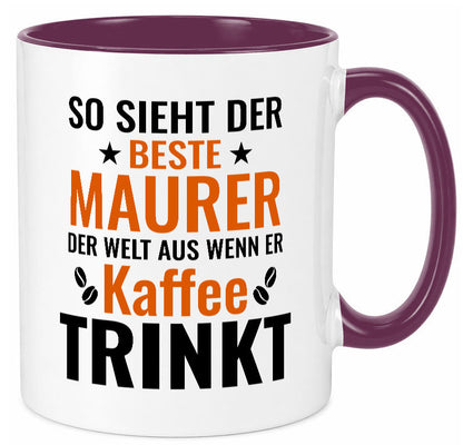 Kaffee trinkt: Maurer | Bau Handwerker Geschenk Humor Geschenkidee lustiger Tasse
