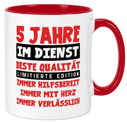 5 Jahre im Dienst | Jubiläum Arbeit v9 Geschenk Kollegen Büro lustiger Spruch Tasse