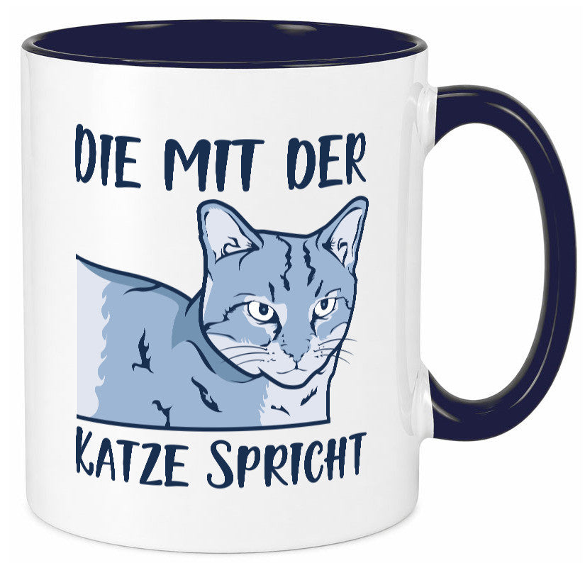 Die mit der Katze spricht | Humor Tierliebhaber Geschenkidee Tasse