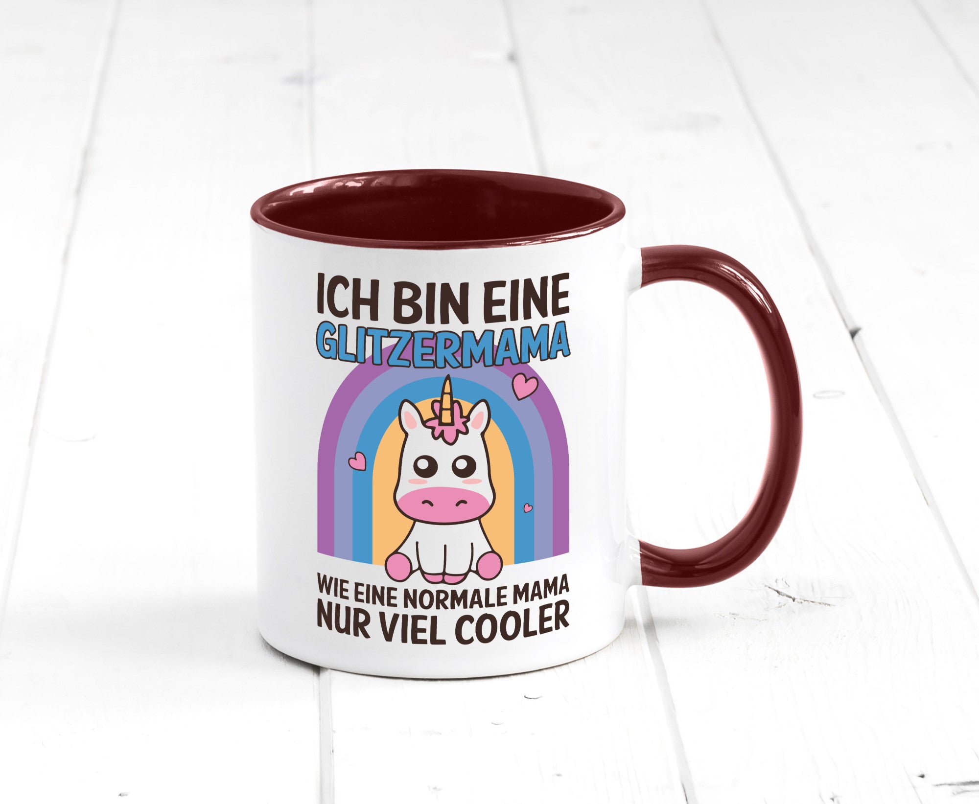 Glitzermama, wie normal, nur cooler | Einhorn Geschenkidee Familie Humor Tasse
