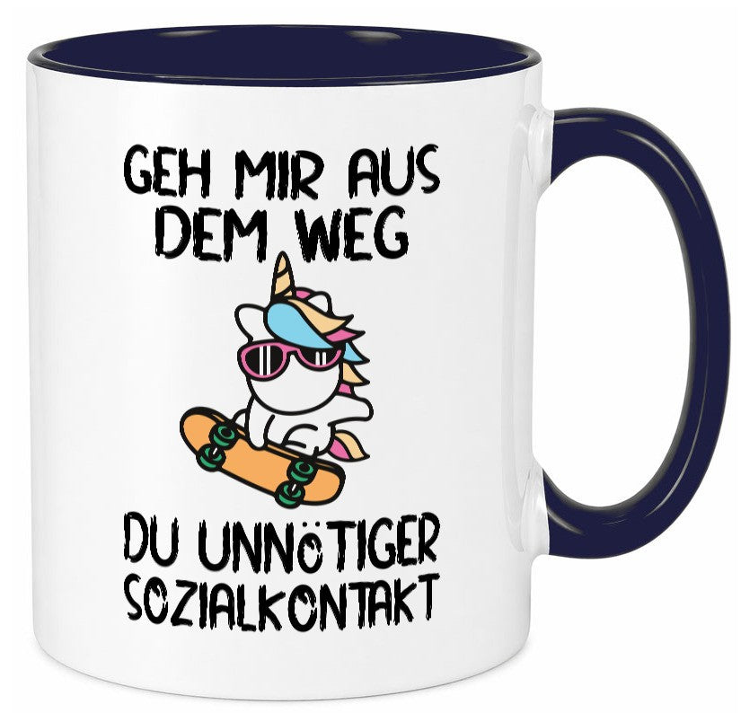 Aus dem Weg, Sozialkontakt | Einhorn Skateboard Geschenk Humor Geschenkidee Tasse