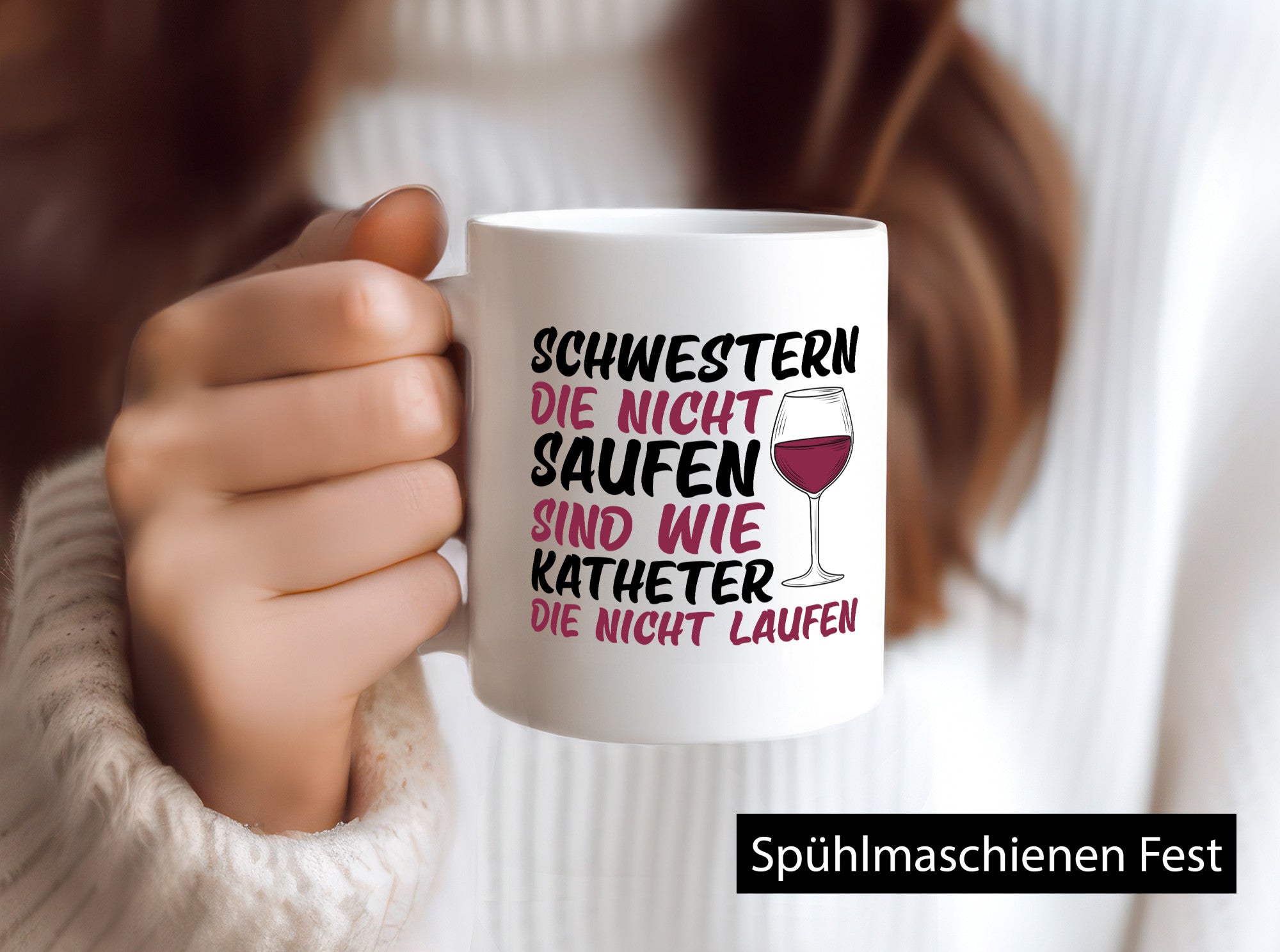 Schwestern die nicht saufen | Wein Krankenschwester Geschenkidee Humor Tasse