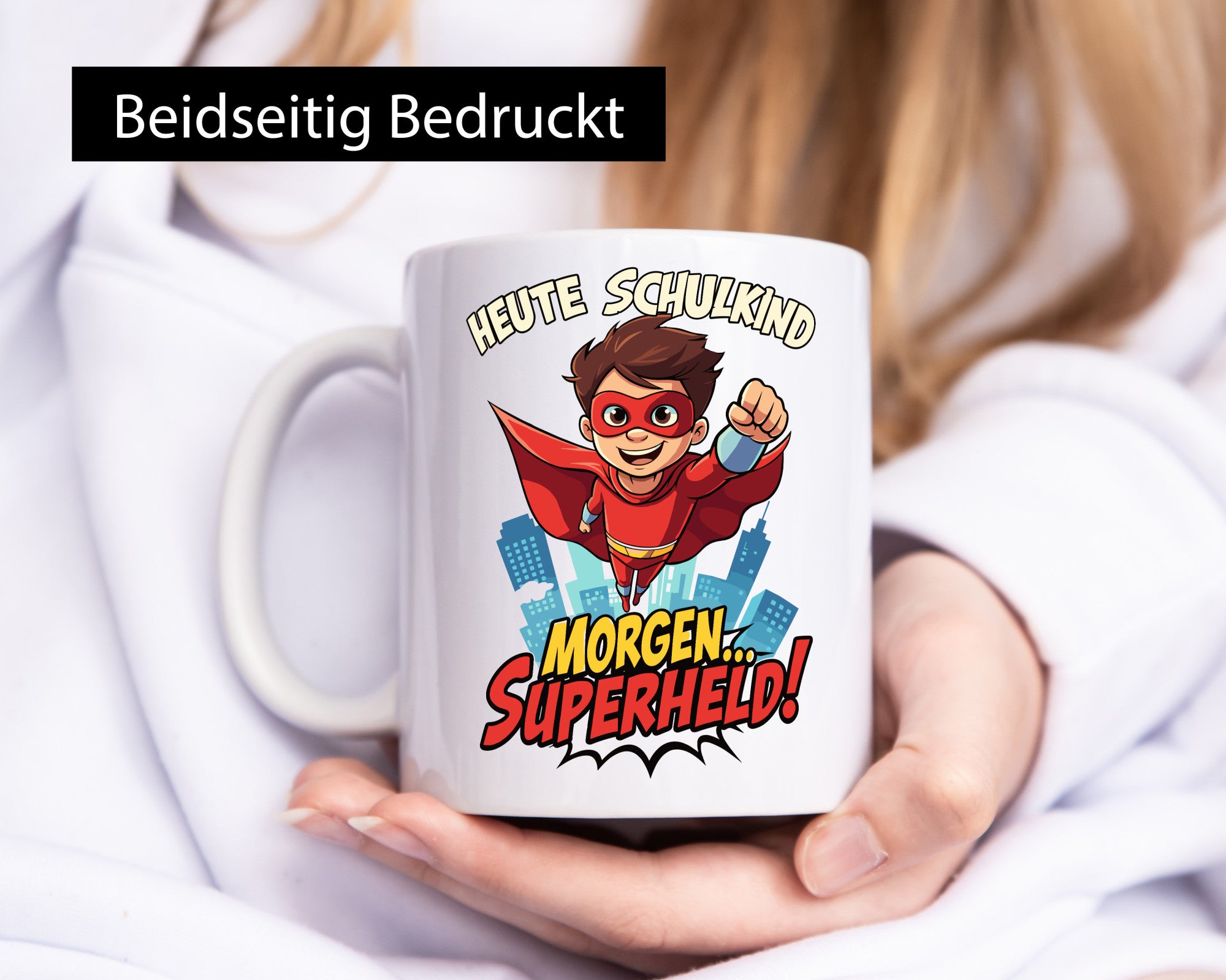 Heute Schulkind morgen Superheld | Einschulung lustiger Spruch Geschenk Humor