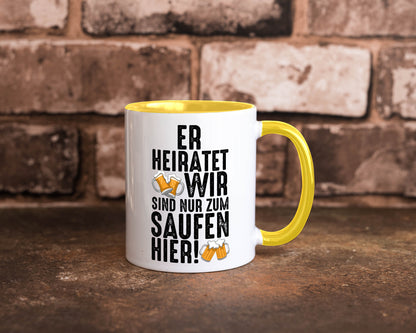 JGA | Er heiratet Junggesellenabschied Polterabend v2 lustiger Spruch Geschenk