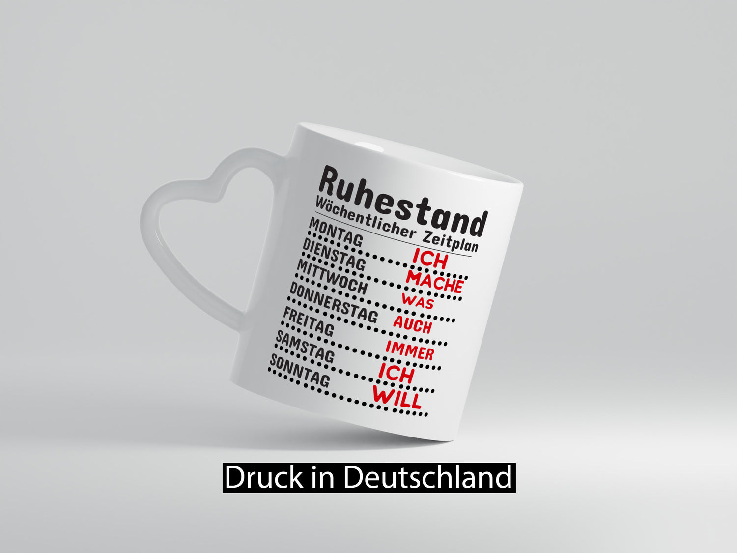 Rentner Zeitplan lustiger Spruch Geschenk Ruhestand Jubiläum Tasse