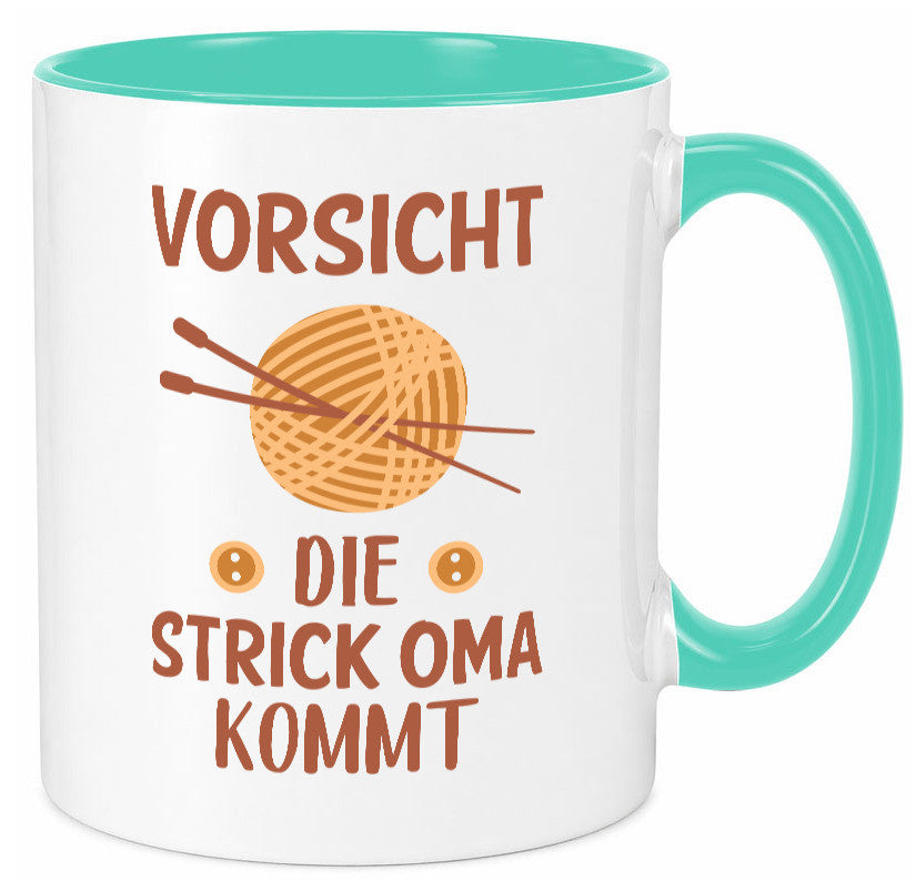 Vorsicht, Strickoma kommt | Wolle Stricknadeln Humor Familie Geschenkidee Tasse