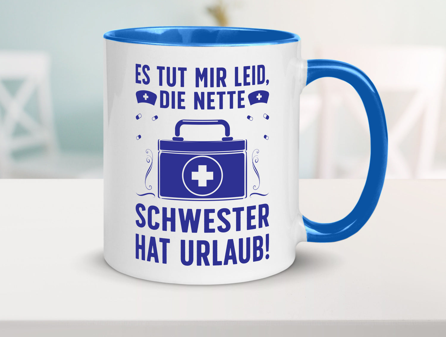 Nette Schwester hat Urlaub | Arztkoffer Tabletten lustiger Spruch Geschenk