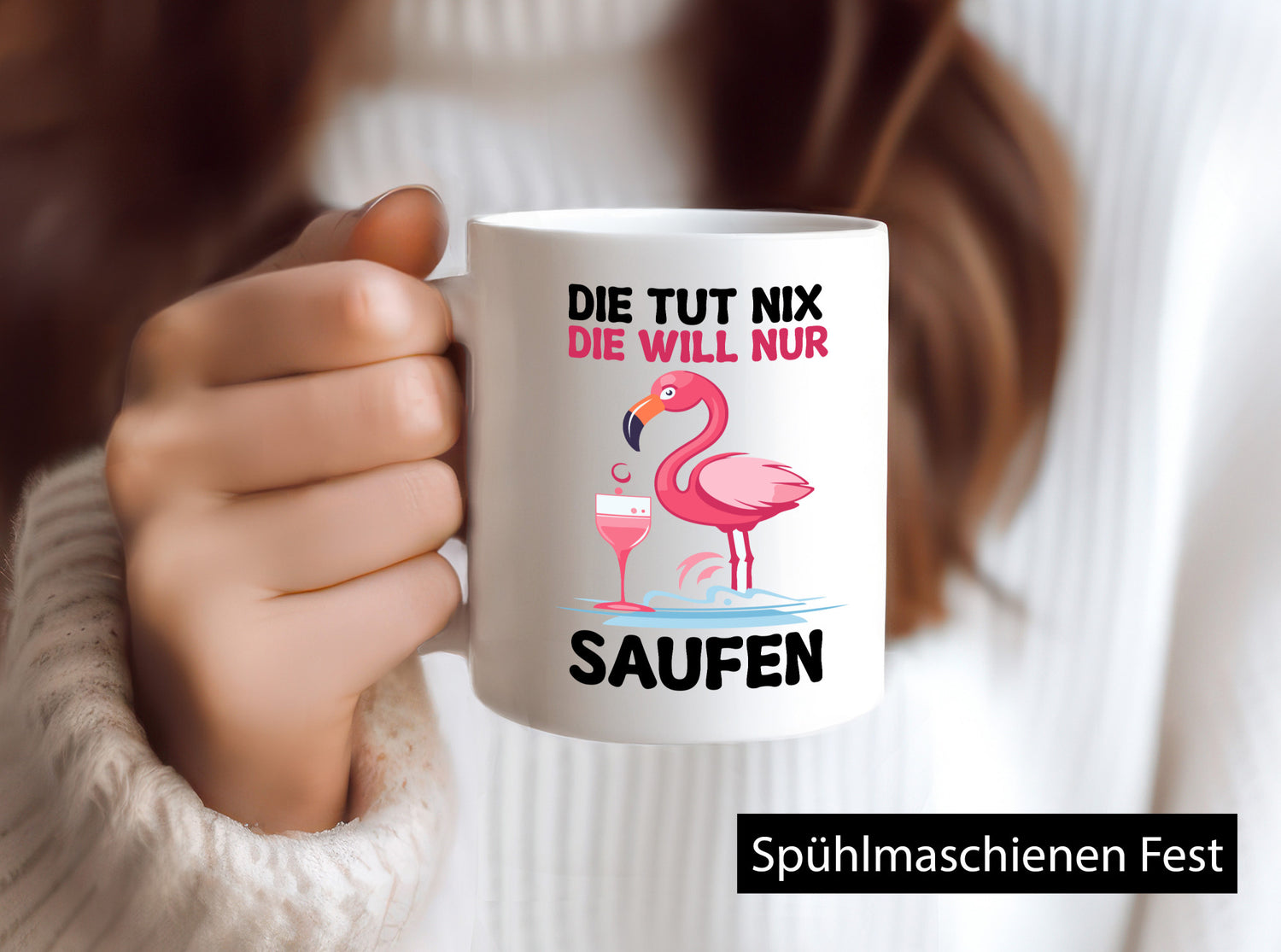 Die tut nix will nur Saufen | Flamingo Alkohol v2 Geschenk Humor Geschenkidee