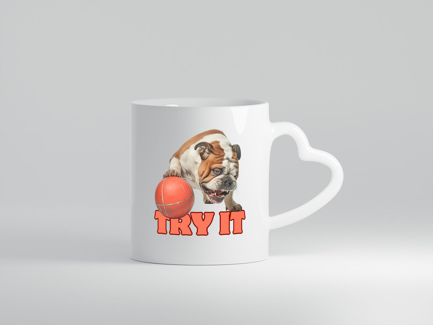 Try It | Versuch es Bulldogge mit Ball lustig Humor Geschenkidee Geschenk Tasse