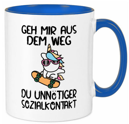 Aus dem Weg, Sozialkontakt | Einhorn Skateboard Geschenk Humor Geschenkidee Tasse