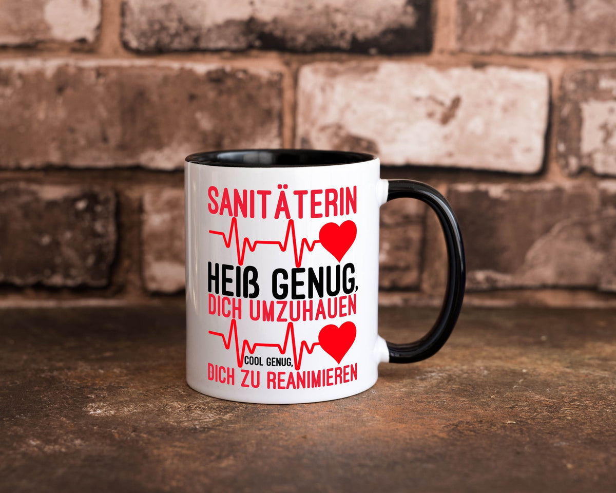 Heiße Sanitäterin | Reanimation Puls Rettungsdienst lustiger Spruch Geschenk Tasse