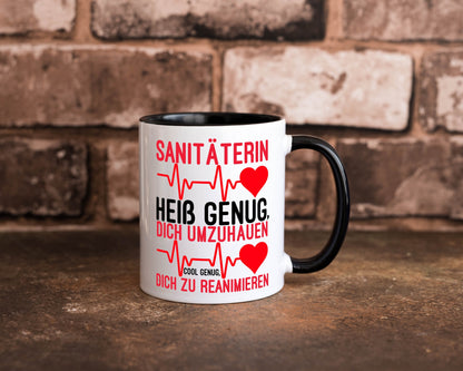 Heiße Sanitäterin | Reanimation Puls Rettungsdienst lustiger Spruch Geschenk Tasse