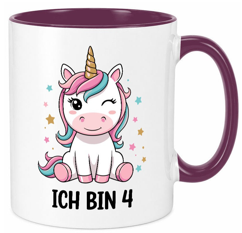 4. Geburtstag | 4 Jahre Einhorn Mädchen lustig Geschenkidee Geschenk Tasse