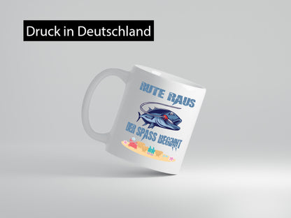 Rute raus der spass beginnt | angeln Angler Humor Geschenkidee Tasse