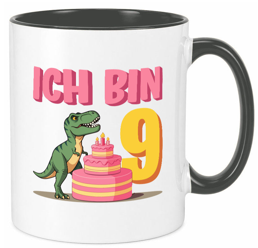 9 Geburtstag | Jahre Dinosaurier mit Kuchen Geschenk Geschenkidee lustiger Tasse