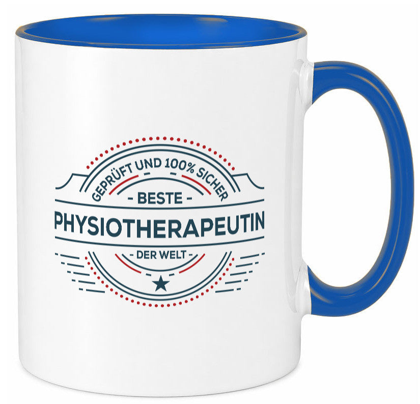 Geprüft und sicher: Physiotherapeutin Humor Geschenkidee Tasse