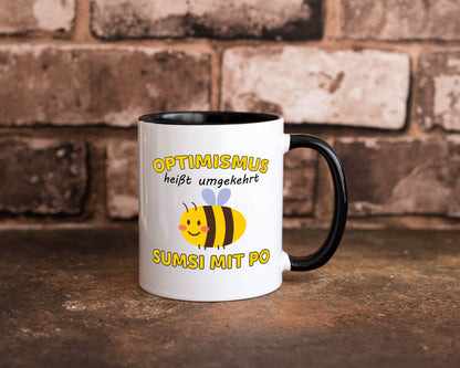 Optimismus umgekehrt Sumsi mit Po | Biene Zuversicht Geschenk Humor Tasse