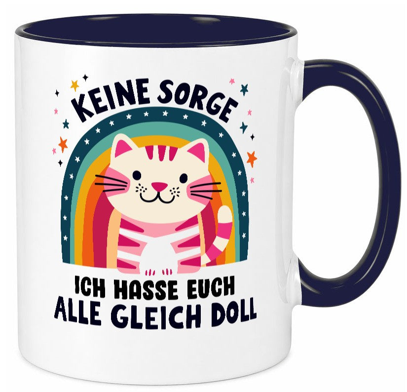 Ich hasse euch alle gleich doll | Katze Sarkasmus lustig Tierliebhaber Humor Tasse