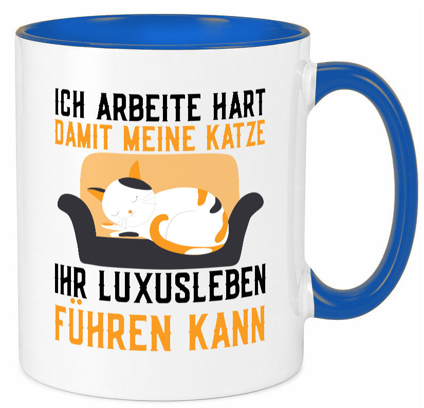 Ich arbeite hart | Luxusleben Humor Katzenliebhaber Geschenkidee Arbeit Tasse
