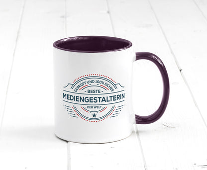 Geprüft und sicher: Mediengestalterin | Medien lustiger Spruch Geschenk Humor